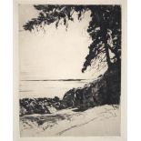 KAPPEL, Philip (1901-1981). A black-&-white etching of trees by a shore, signed in pencil: 9½" x