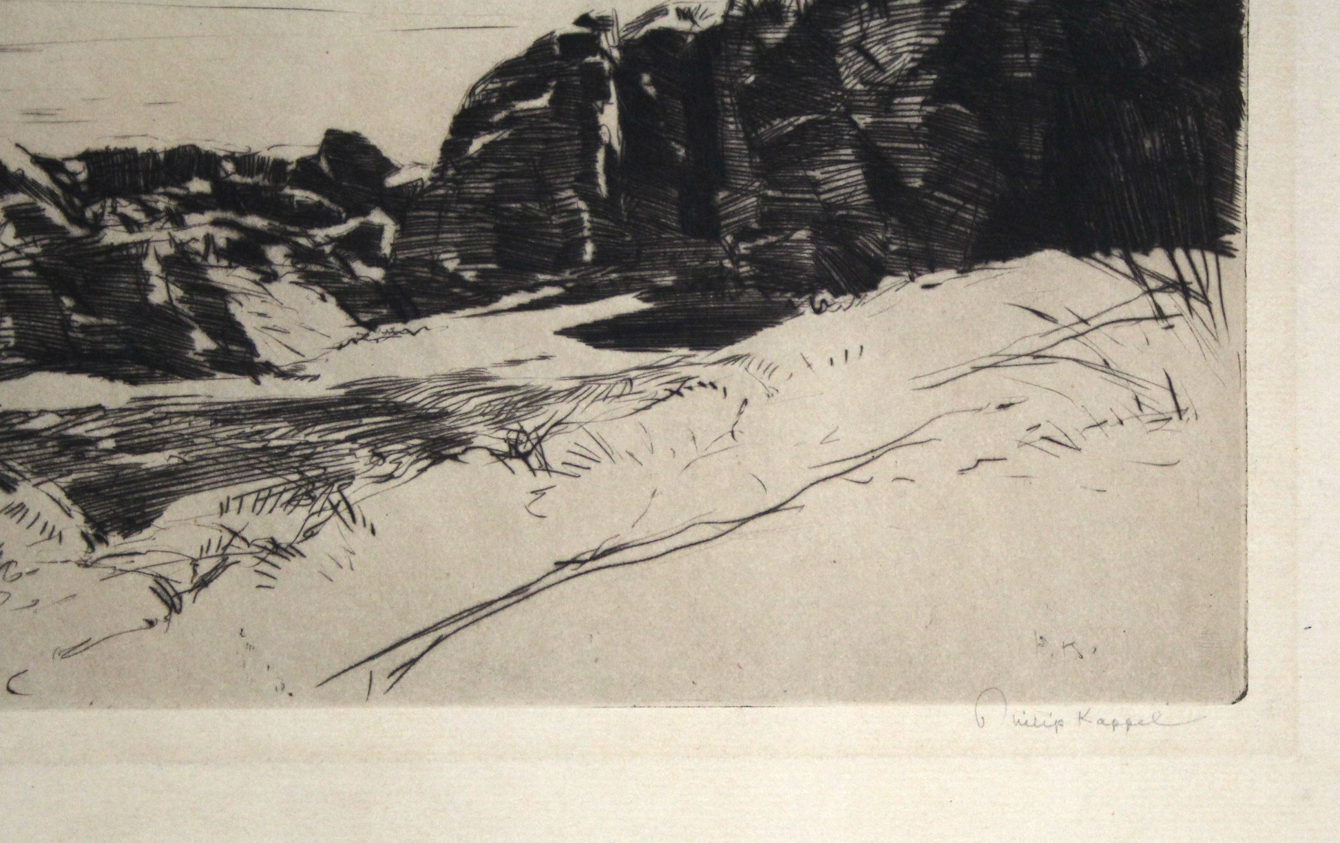 KAPPEL, Philip (1901-1981). A black-&-white etching of trees by a shore, signed in pencil: 9½" x - Image 6 of 12