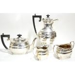 A George V four-piece tea & coffee service of oblong form with canted corners; Birmingham 1931, by
