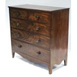 A Victorian mahogany chest fitted two short & three long graduated drawers with turned knob handles,