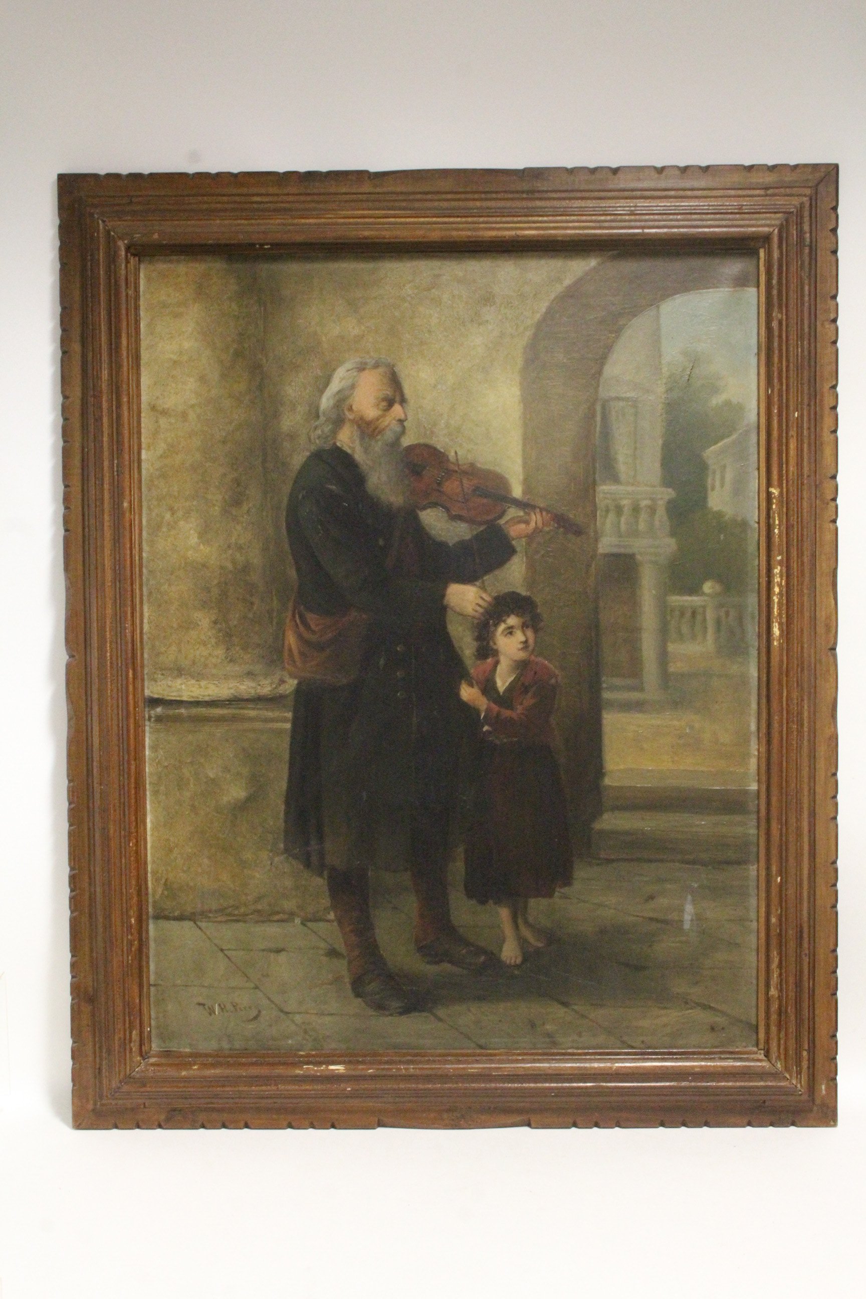 PERRY, W. H. (19th century). "The Blind Fiddler". Signed; oil on canvas: 36" x 28". - Image 2 of 4