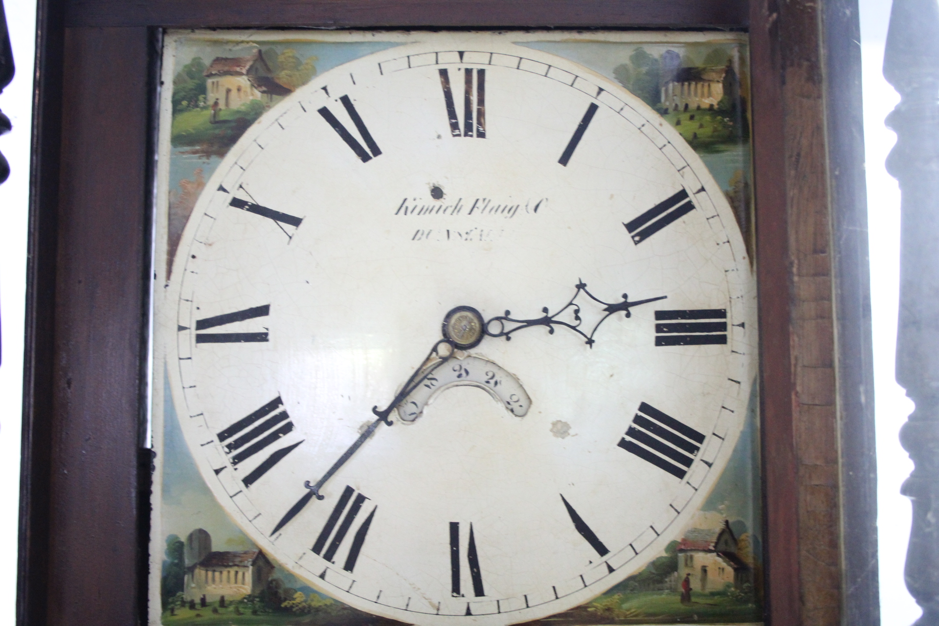 An early 19th century longcase clock, the 12” square painted dial signed “Kinnoch & Flaig (?), - Image 2 of 5