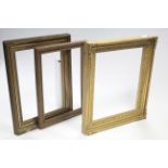 Three Victorian gilt gesso picture frames, internal measurements: 30½" x 24½"; 30½" x 21¼" & 30½"