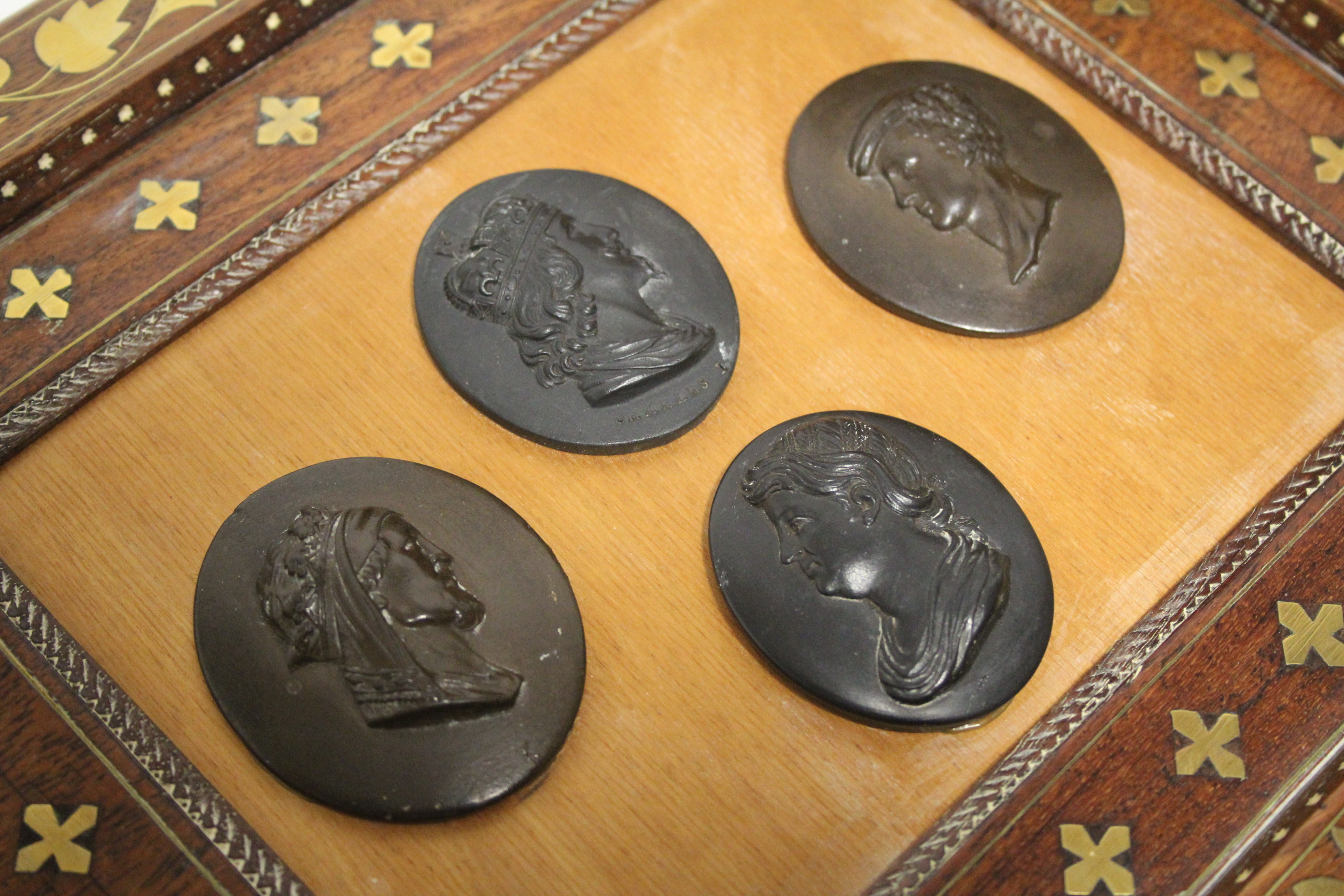 A group of seven late 18th/early 19th century black basalt oval male portrait medallions & one ditto - Image 5 of 7