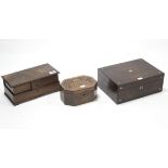 Three 19th century wooden trinket boxes.