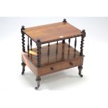 A Victorian mahogany rectangular two-tier whatnot fitted drawer to the lower tier, &on short