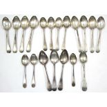 Eighteen various silver spoons.