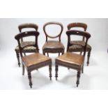 Two pairs of Victorian mahogany dining chairs; & another Victorian mahogany dining chair with open