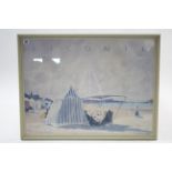 A large coloured print after Paul Emile, of a continental beach scene titled: “LECOMTE”, 23” x 30¾”;