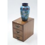 A cloisonné ovoid vase of pale blue ground & with all-over multi-coloured floral & butterfly design,