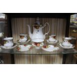 A Royal Albert “Old Country Roses” pattern eighteen piece part coffee service, together with two