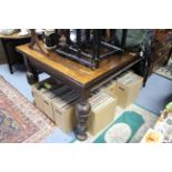 A good quality oak draw-leaf dining table with rectangular top, & on heavy bulbous-turned legs, 38½”