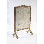 A continental-style gilt frame fire screen inset silk embroidered panel (w.a.f.), 24” wide