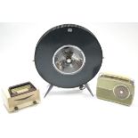A mid-20th century Sofono electric heater, 24” diam.; together with a Normende valve radio; & a Bush