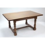 A Good quality 19th century-style oak refectory table with rectangular top, & on baluster-turned