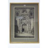 A large black & white etching titled: “Santa Cruz Toledo”, & signed in pencil to border E. Howard,