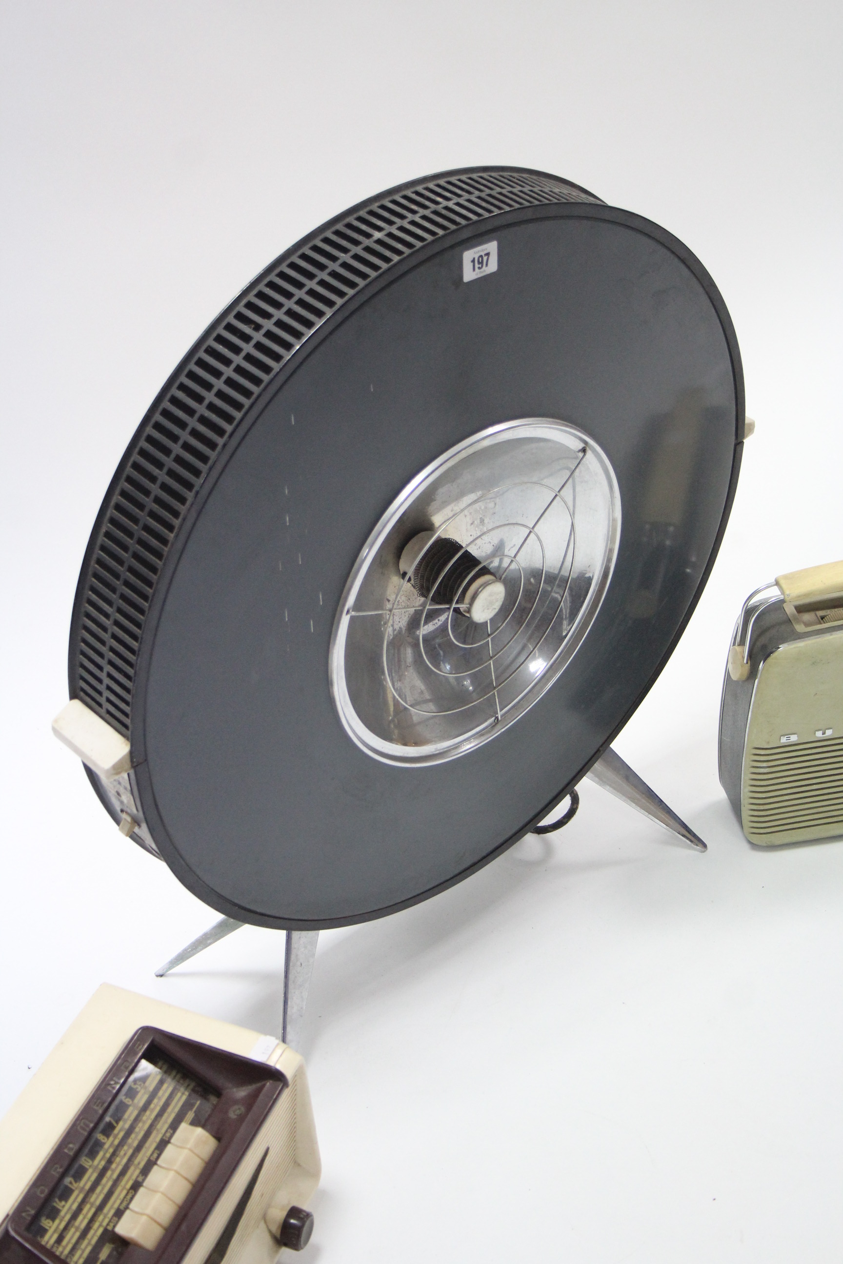 A mid-20th century Sofono electric heater, 24” diam.; together with a Normende valve radio; & a Bush - Image 2 of 3