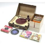 A Collaro High Fidelity “RC54” record player in fibre-covered case; & approximately one hundred