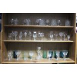 Various items of coloured & plain glassware.