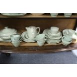 A Spodes “Flemish green” pattern twenty-six piece part dinner & tea service; a Woods ware “Berry”