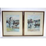 A pair of watercolour paintings by Wendy Jelbert titled: “Sailing The Boat”, & “Seaweed YUK”, both