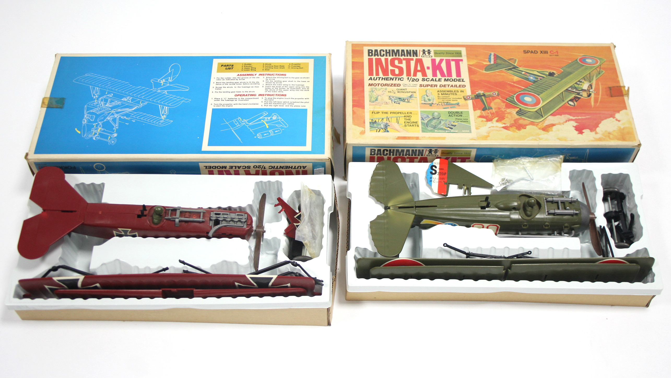 Two Bachmann Insta-kit model aeroplanes “Fokker D-7” & “Spad XIII”, both unassembled, boxed - Image 2 of 2