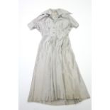 A Halles grey raw silk gown, circa mid-20th century