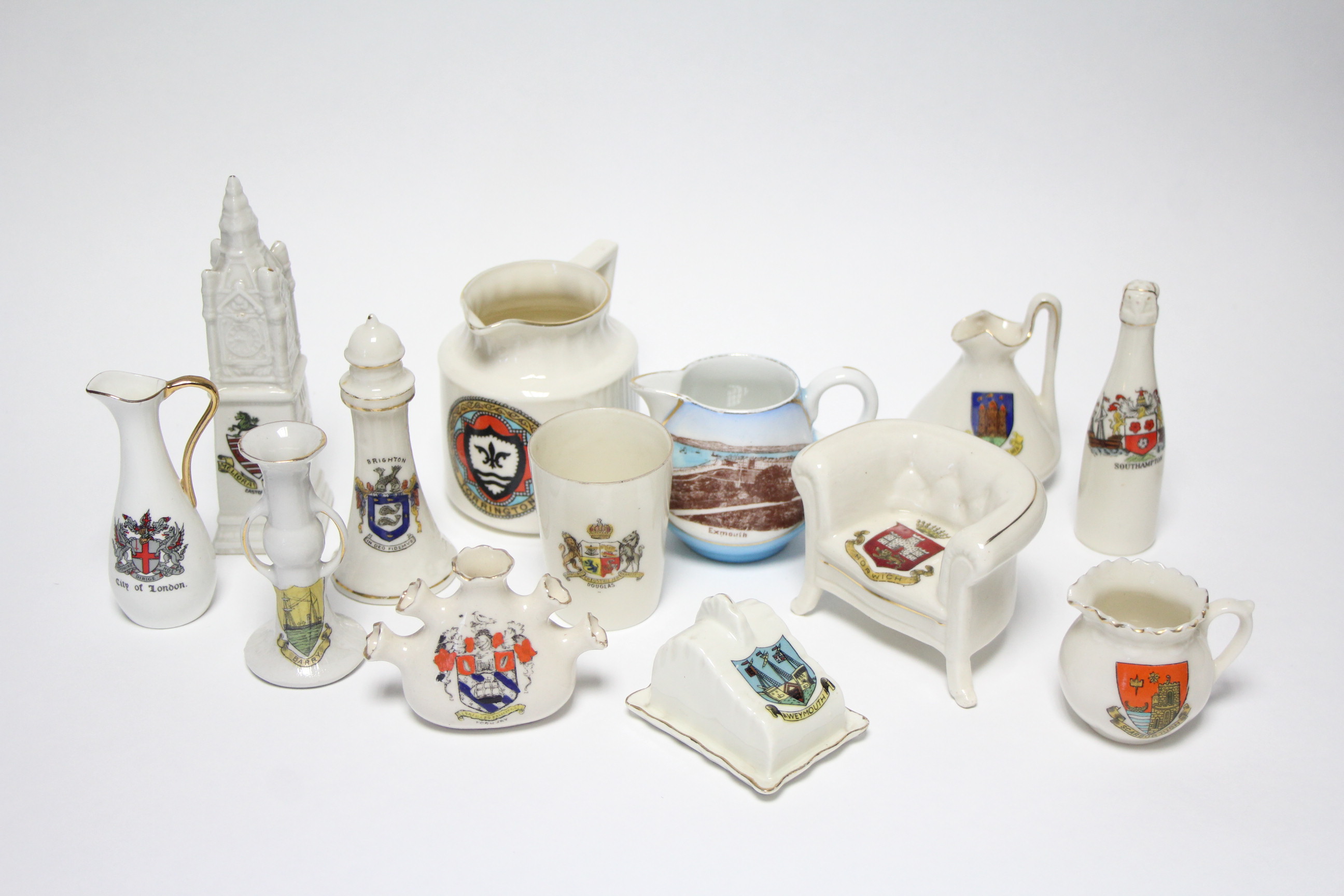 Approximately one hundred various items of crested china by W H Goss, Swan, and Willow etc.