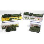 Four Dinky Supertoys die-cast scale military models “Centurion Tank” (No. 651), “Missile Servicing