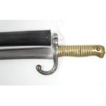 A WWI FRENCH ? RIFLE BAYONET (G 60124) with 22½” long single-edge curved blade, with brass grip, &