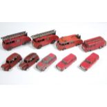 Nine various Dinky scale model fire brigade vehicles, all un-boxed