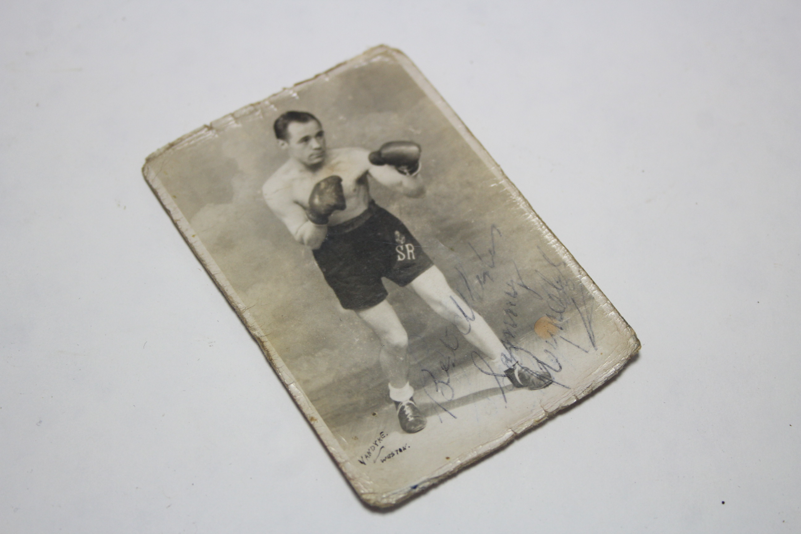 A mid-20th century autographed photograph of the boxer Sammy Reynolds, 3½” x 2¼”, un-framed - Image 3 of 3