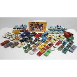 Approximately fifty various Corgi scale model vehicles, all un-boxed; & one volume “Corgi Toys” by