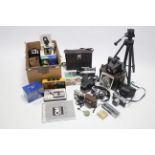 A Yashica “Super-600 Electro” movie camera; eight various other cameras; & various camera