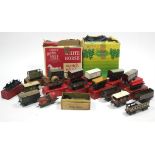 Various Hornby Railways “O” gauge model coaches, etc.; & various ditto items of railway track, boxed