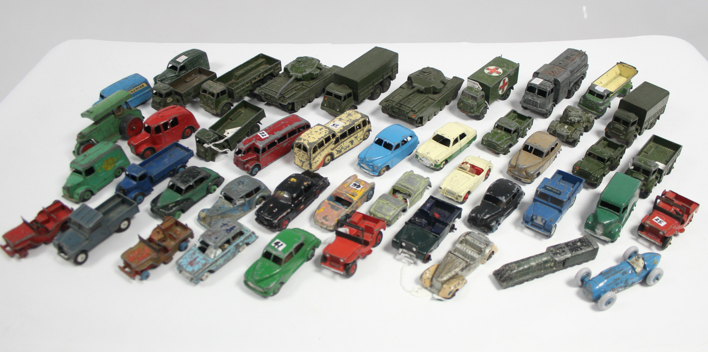 Eleven Dinky scale model military vehicles; & approximately thirty various other Dinky & Corgi scale