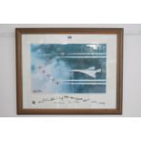 A large coloured photographic print after Arthur Gibson, depicting the Red Arrows flying beside a