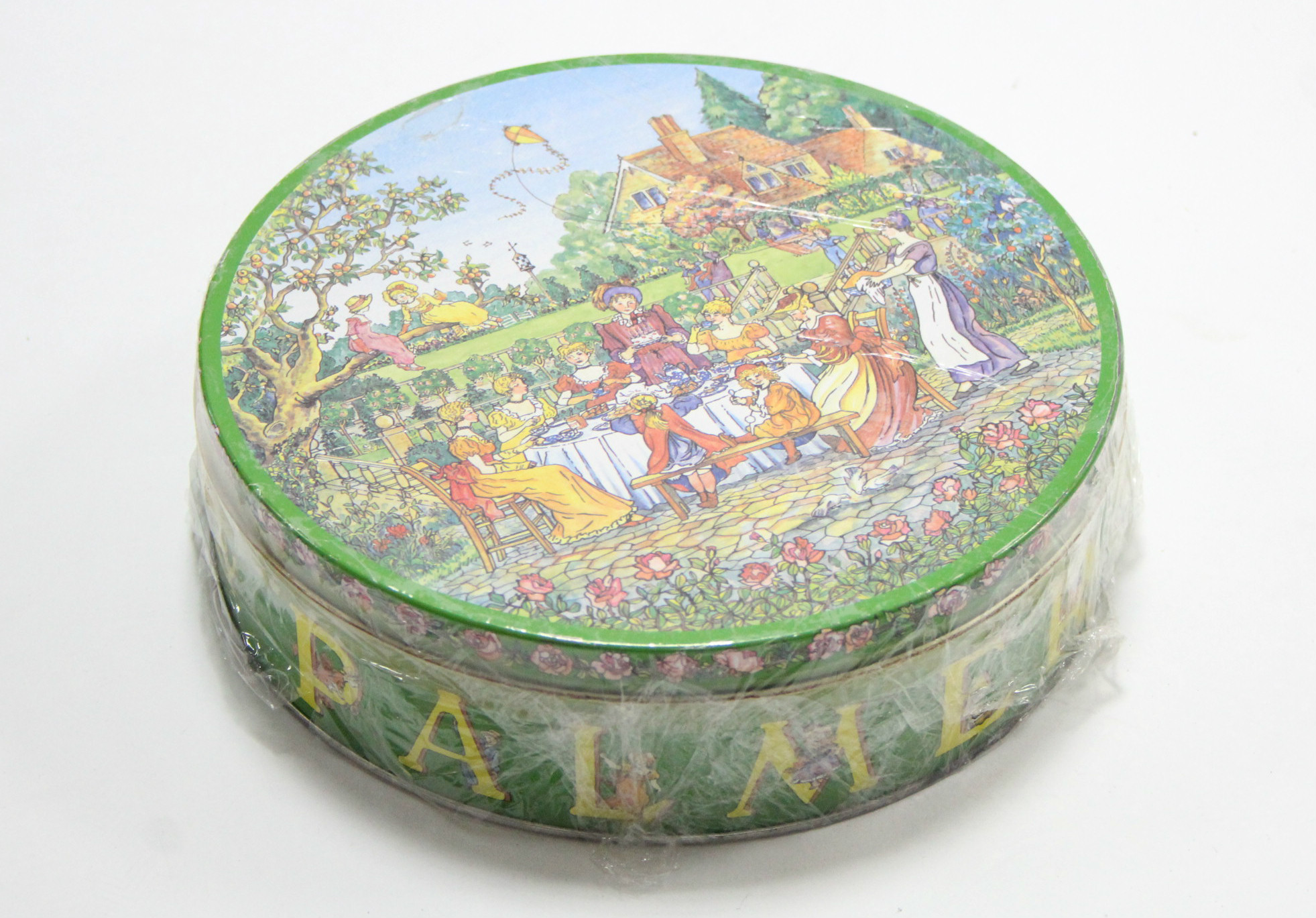 A HUNTLEY & PALMERS “NAUGHTY” BISCUIT TIN, COMPLETE WITH ORIGINAL CONTENTS, the circular tin - Image 2 of 4