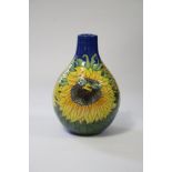 A Sunflower with Bee ovoid vase with short narrow neck, designed by Sally Tuffin, 6¾” high; marked