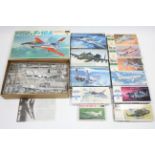 A Hasegawa (Japanese) model kit aeroplane “F-16A U. S. Air Force Fither”; & eleven various ditto