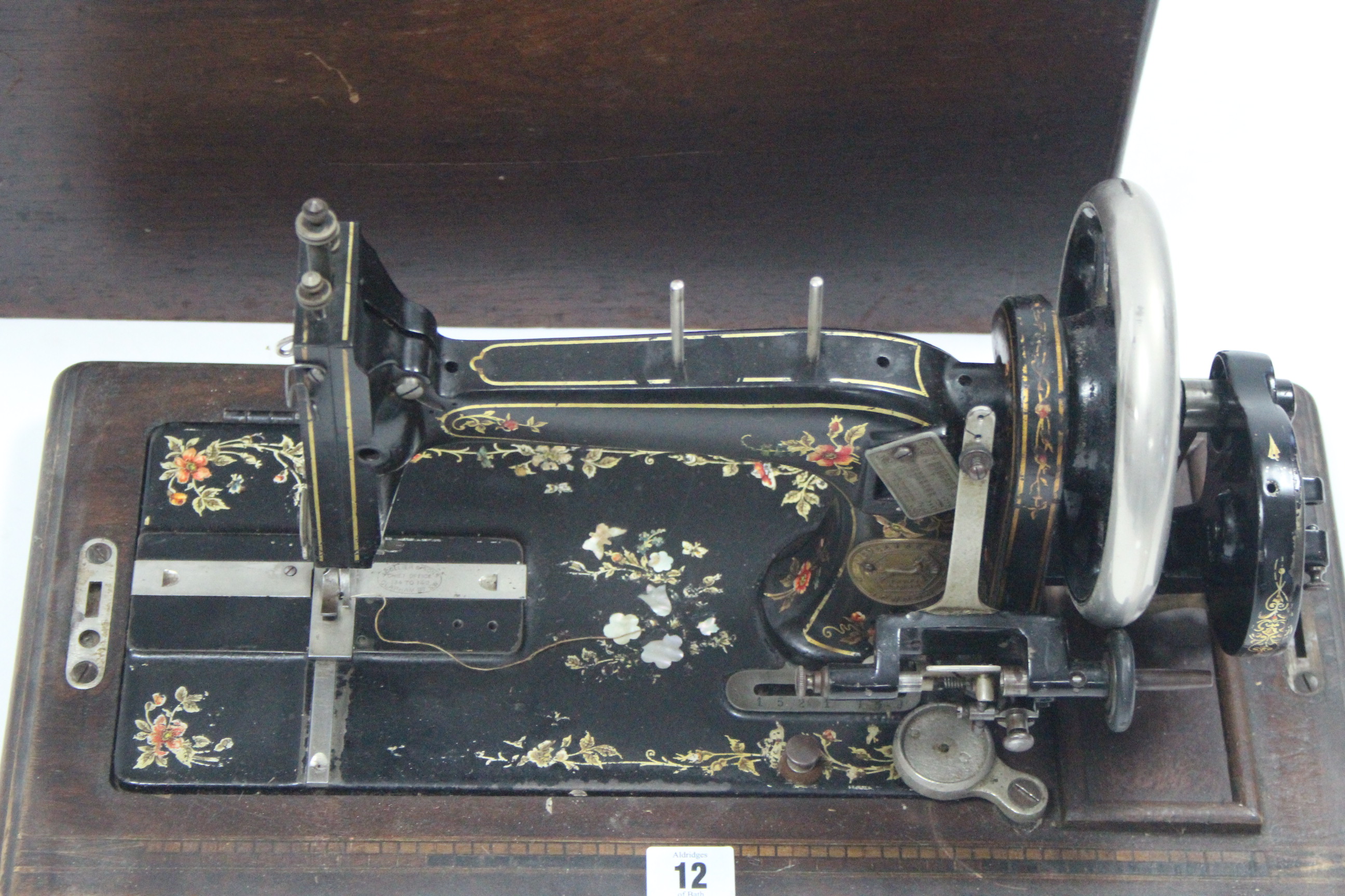 A late 19th/early 20th century hand sewing machine by J. Collier & Sons of London, with walnut - Image 2 of 2