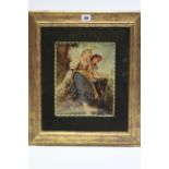 A late 19th century crystoleum print after Perrault, depicting two female figures by a stream, 9¾” x