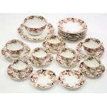 A Victorian bone china floral decorated twenty-eight piece part tea service, part w.a.f.