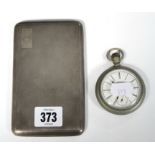 A George V silver engine-turned cigarette case, Birmingham 1928; & a Waltham pocket watch in