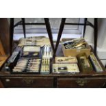 Various items of plated cutlery, cased & un-cased.