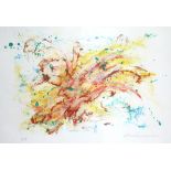 An artist’s proof coloured print after Hiroke Imada – abstract study, signed in pencil to border (