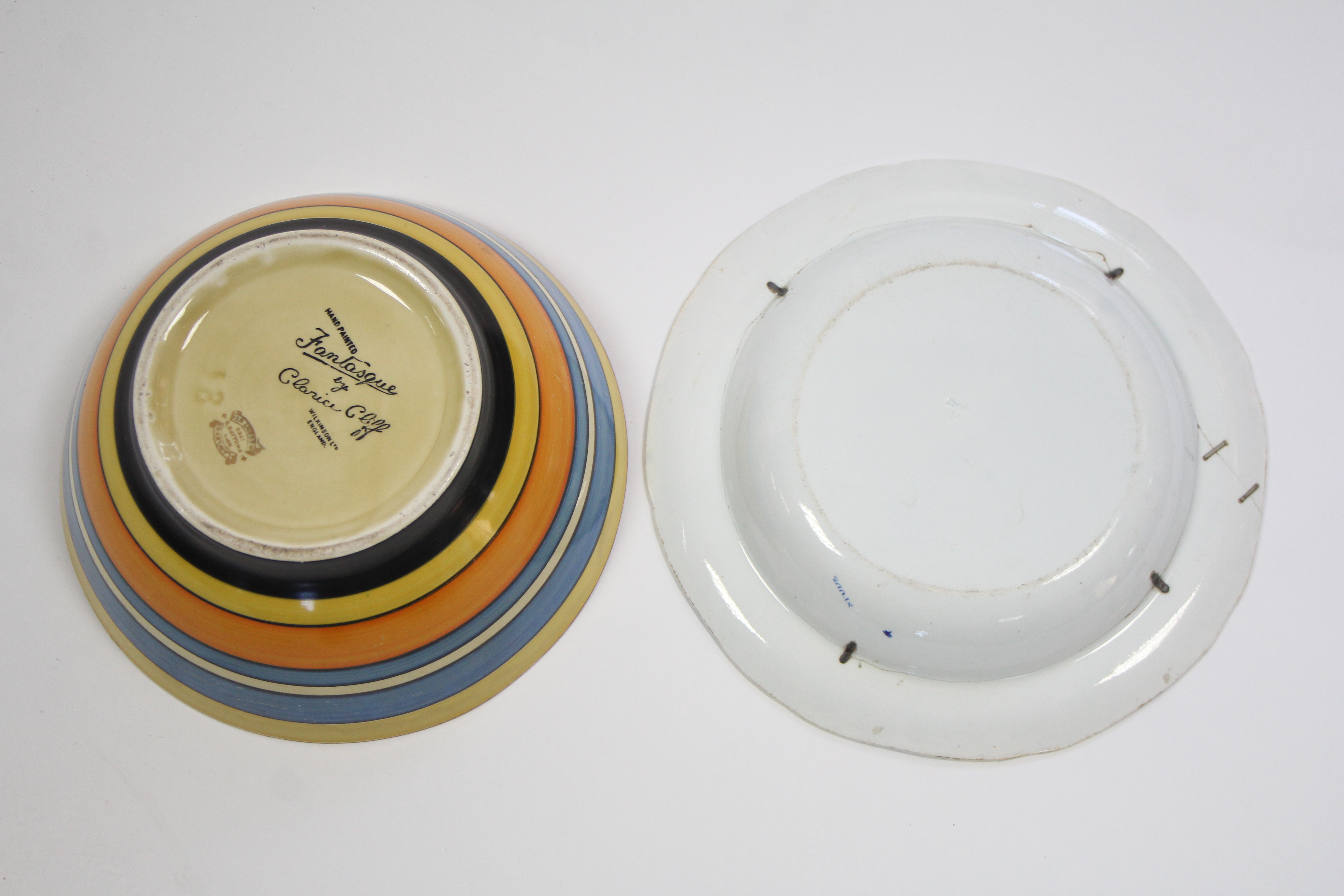 A Clarice Cliff “Fantasque” deep bowl painted with coloured horizontal bands to the exterior, 8½” - Image 2 of 3