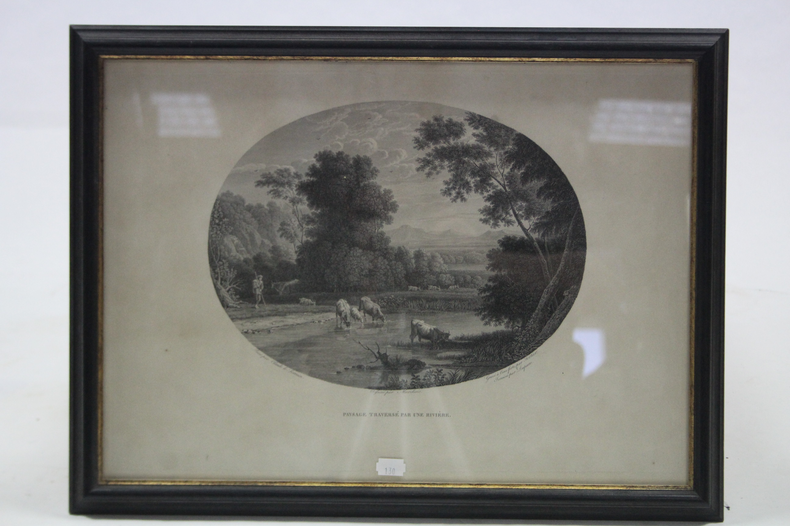 A coloured print after Morland titled: “A Tea Garden”, 16¾” x 22”; & a French black & white print of - Image 2 of 2