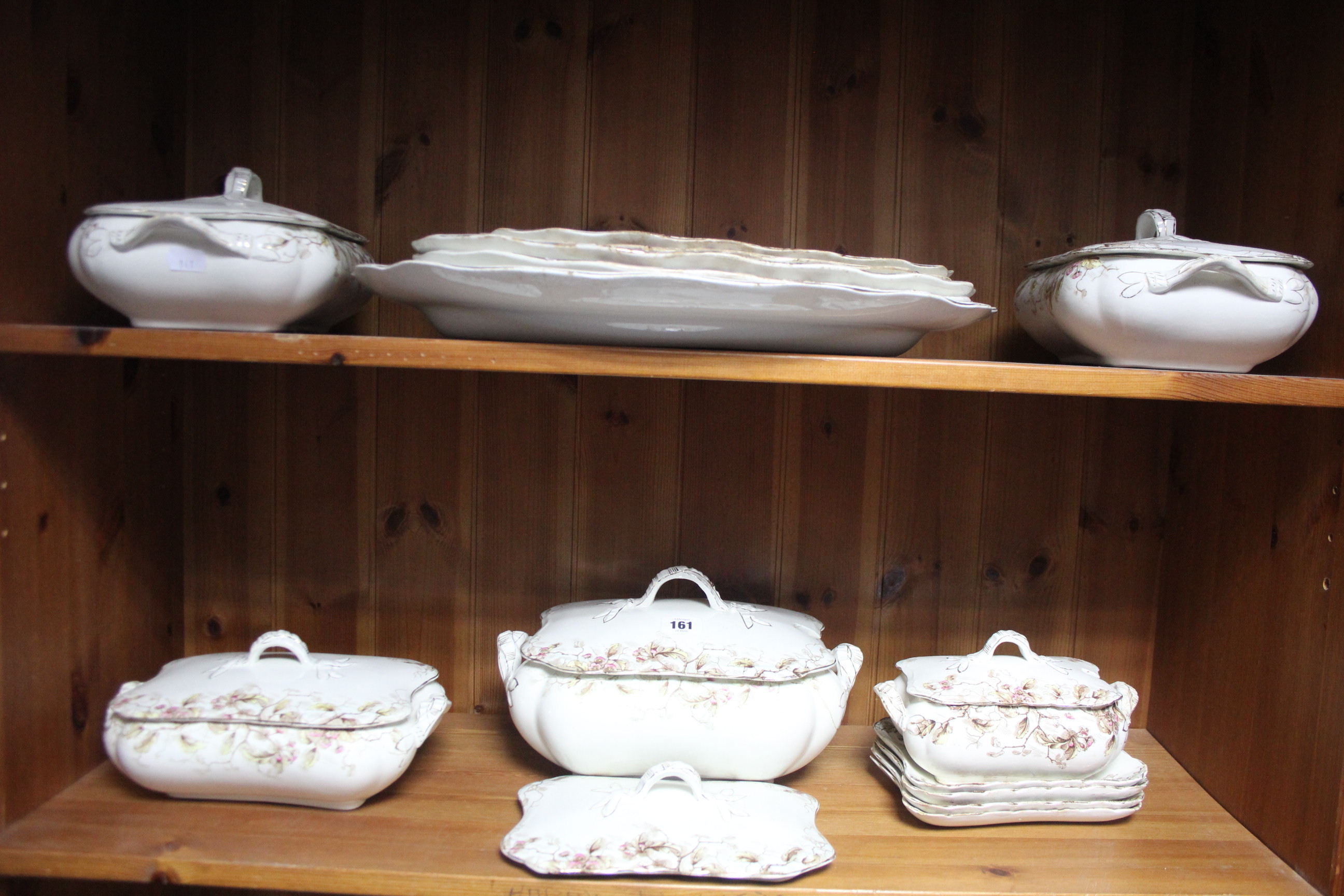 A late Victorian china floral decorated forty-seven piece part dinner service, including six - Image 3 of 3