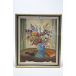 A still-life study of a vase of flowers (oil on canvas) signed Companny and dated 1987, 24" x 20";